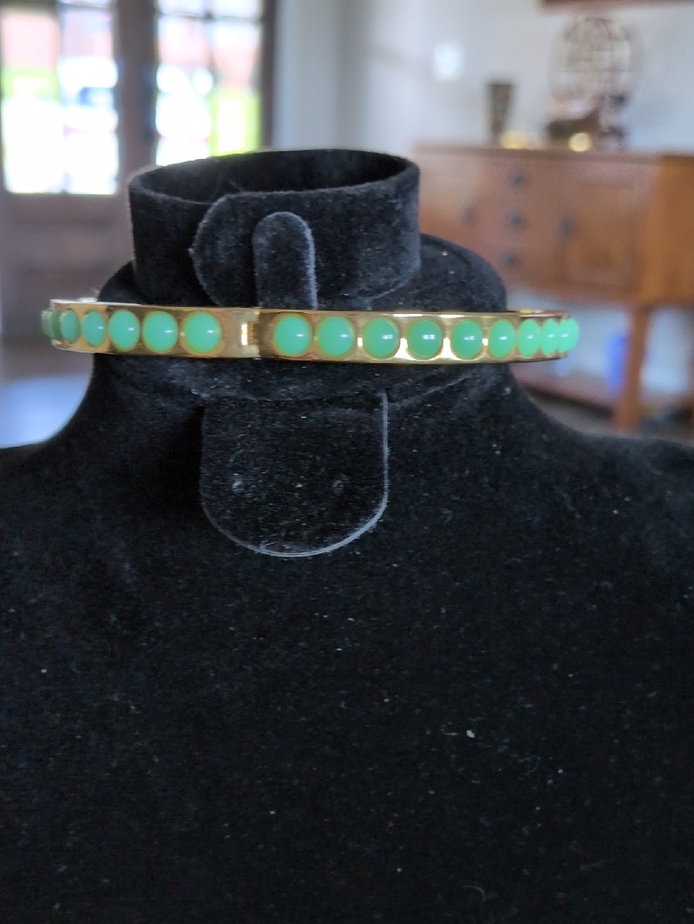 J. Crew Gold-Tone Bracelet with Mint Green Jade